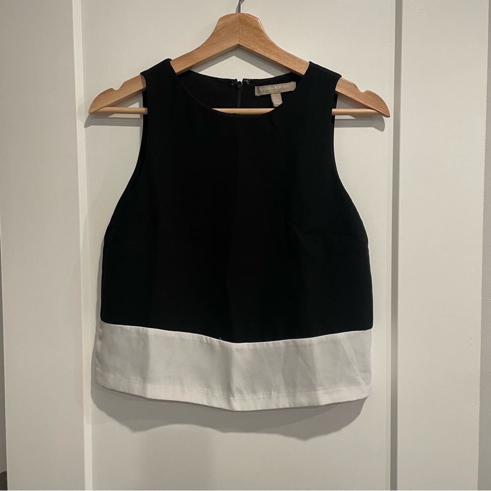 Banana Republic Black and White Colorblock Blouse